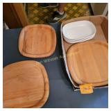 Vtg French Wooden Chopping Boards, Corning Ware