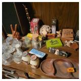 Banks, Vtg Glass, Everything on top of the desk