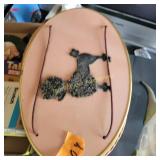 Vtg Oval Poodle Wicker Sewing Basket