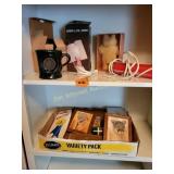 Pictures, 2 shelves of items