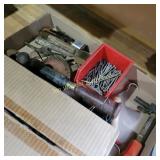 Vtg Hand Drill, Nails, Foam Brushes