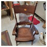Antique Pressed Back Armchair  Spindle Design