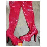 Pleaser Delight 3000 Red Thigh High Boots with