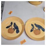 Vtg Pfaltzgraff Stoneware Pie Plates Americana
