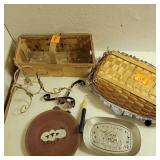 Vtg Baskets, Candle, Small Platter