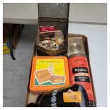 Vtg Tins,  Buttons, Polykin Tape