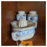 Vtg Ceramic Juice Reamer, S/P Shakers