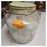Vtg Glass Barrel Storage Jar