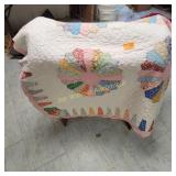 Vtg Dresden Plate Pattern Quilt  Full