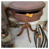 Vtg Round Single Drawer Tri Pod Stand