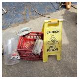 Wet Floor Sign, Milk Crate