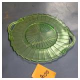 Vtg Green Depression Glass Platter