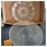 Vtg Glass Egg Plate and Platter