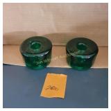 Jaroslav Svoboda Teal/Green Glass Candleholders