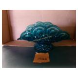 L.E. Smith Blue Glass 'Banana Boat' Dish