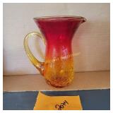 2 Tone Crackle Glass Pitcher