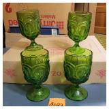 L.E. Smith Glass Co. Moon/Star Green Goblets