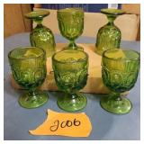L.E. Smith Monn/Star Avocado Green Goblets