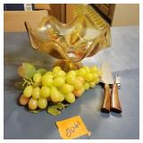 Rubber Grapes, Fruit Bowl and Utensils