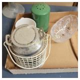 Vtg Glass, Basket, Lane Box