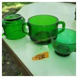 Vtg Green Glass Creamer,