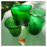 Vtg Green Glass