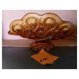 L.E. Smith Amber Glass 'Banana Boat' Dish