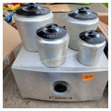 Vtg Aluminum Bread Box and Canisters