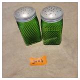 2 Owens Illinois Hoosier Green Ribbed Glass