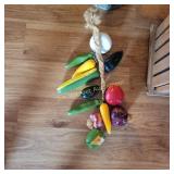 Vtg Ceramic Fruit Vegetables on a Jute Rope
