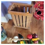 Mission Style Slatted Wooden Bin