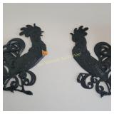 Black Cast Iron Rooster Wall Hangers