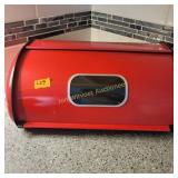 Red Metal Bread Box