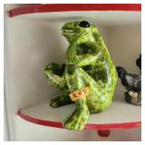 Green Ceramic Frog Figure, Chicken Figurines
