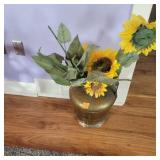 Brass Jardiniere With Sunflowers