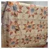 Vtg Handmade 8 Point Star Full Quilt
