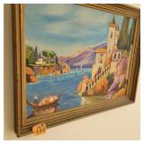 Framed Italian Lake Side View