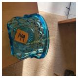 Vtg Blue Imperial Glass Basket