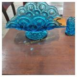 Moon/ Star Colonial Blue Glass Banana Boat,