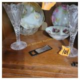 Vtg Painted Plates, Cut Style Glass