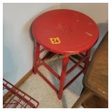 Red Wood Stool 2'