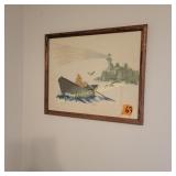 Vtg Ant Needle Point Tapestry Framed