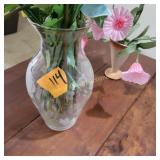 Etched Glass Vase, Flowers