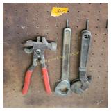 Vtg wheel weight tool, wrenches