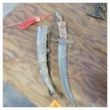 Vtg curved dagger with a figural handle and match