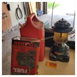 Red Case Coleman Lantern, Empty fuel can