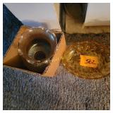 Amber dish, shade, covered dish, platter