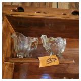 Vtg clear glass footed creamer and sugar