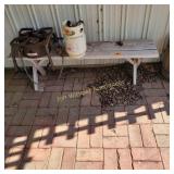 White wood bench