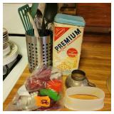 Cookie Cutters, Cracker tin, Utensils